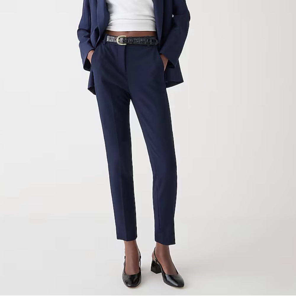J. Crew Navy Cropped Straight-Leg Dress Pants